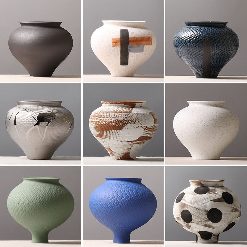 仿古陶罐宋代美学粗陶花瓶中式桌面花器样板间客厅电视柜茶室摆件,家居饰品,花瓶,淘宝优惠券,粉丝福利购,淘宝优惠卷