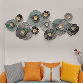 新中式 铁艺花朵立体牡丹花挂饰轻奢创意壁饰客厅沙发背景墙面装 饰