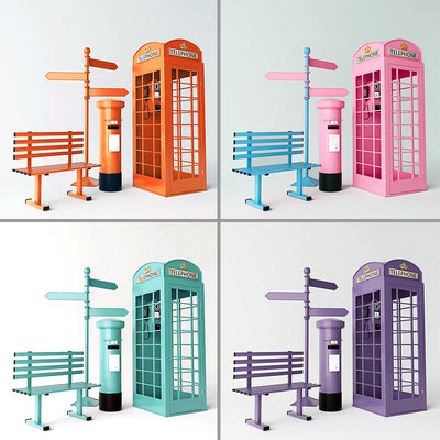 电话亭展厅陈列装饰邮筒摆件铁艺