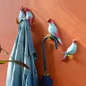 网红小鸟挂钩可爱衣帽钩进门玄关入户创意装 饰墙上钥匙雨伞衣帽钩