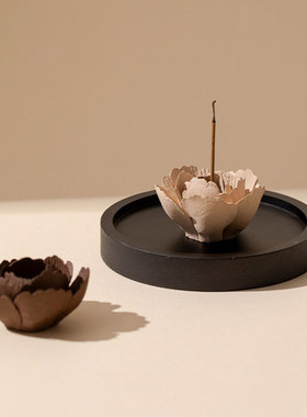 绝美陶瓷花朵香插点香托盘底座