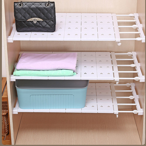 衣柜分层收纳神器柜子隔板橱柜隔断鞋柜宿舍衣橱柜内可伸缩置物架