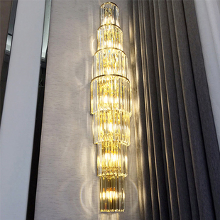 别墅客厅背景墙水晶壁灯豪华楼梯灯具酒店大堂宴会厅高端轻奢壁灯