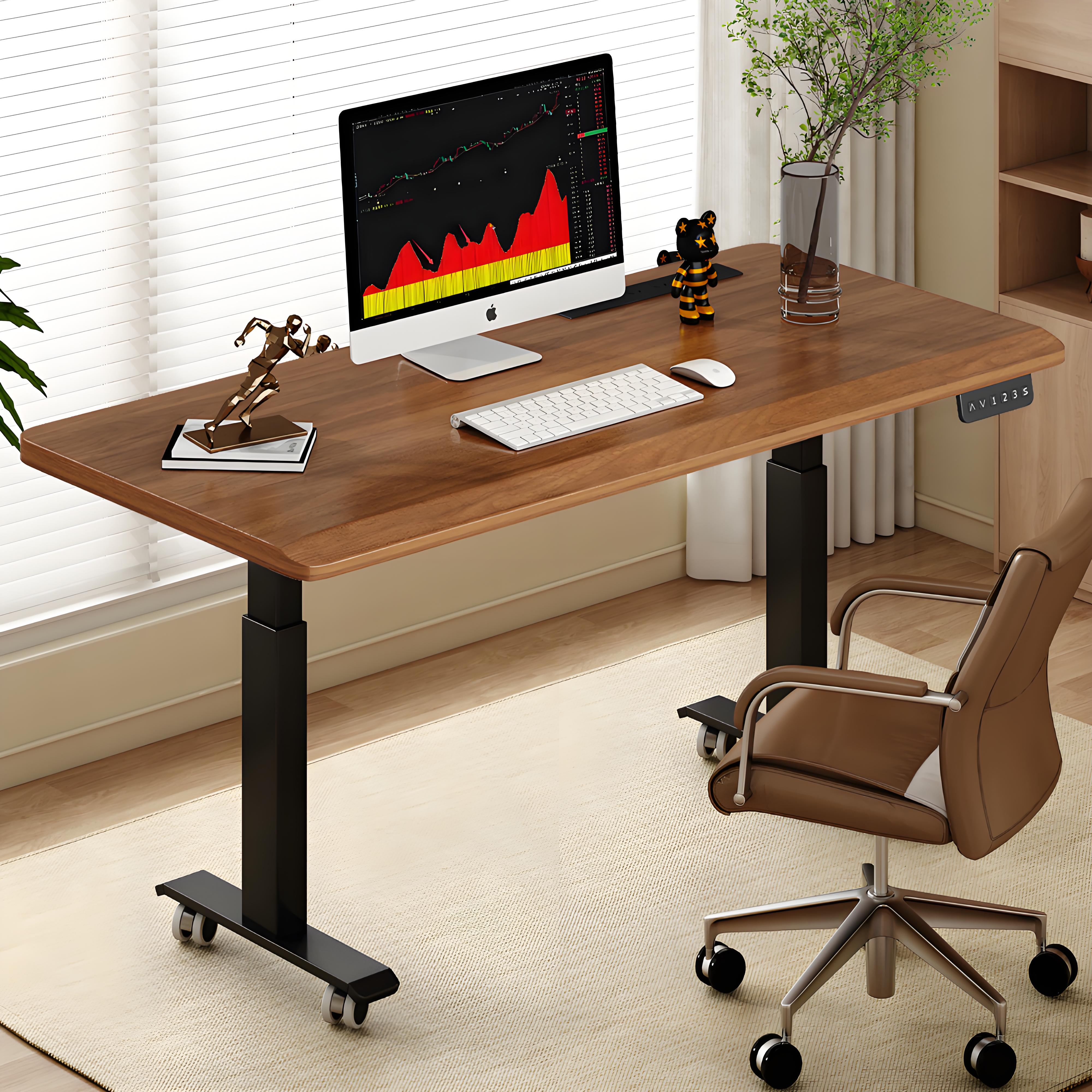 可移动实木电动升降桌八插插座