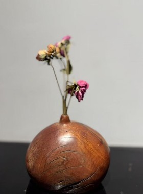 木渣虎斑檀实木小摆件侘寂风孤品摆件