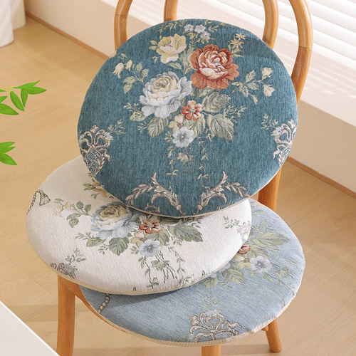 雪尼尔+有拉链可拆洗+圆形椅子垫