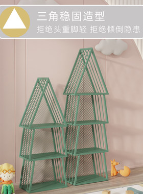 圣诞树儿童书架收纳架一体家用铁艺宝宝绘本架玩具落地阅读置物架