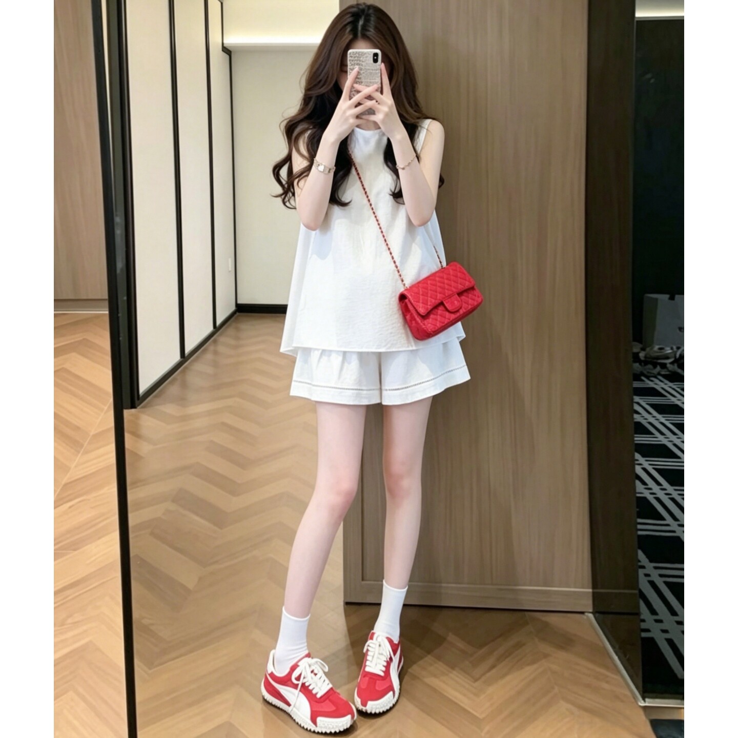 夏季孕妇无袖蝴蝶结短裤套装