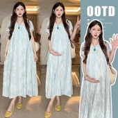 2025设计感宽松显瘦遮肉扎染渐变圆领连衣裙 短袖 孕妇裙子夏季 新款