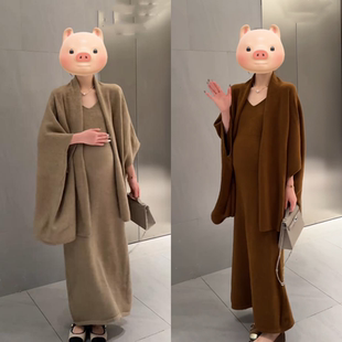 新款 宽松披肩纯色吊带裙韩版 孕妇装 设计感长袖 两件套 套装 休闲秋季