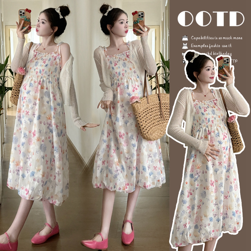 韓版春夏上衣+裙子碎花吊帶裙