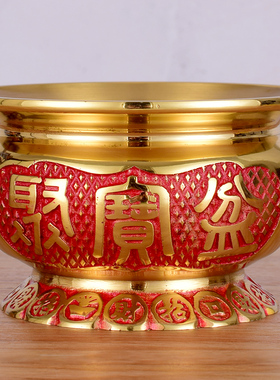 中式家用玄关客厅办公室店铺前台装饰摆件黄铜聚宝盆开业礼品包邮