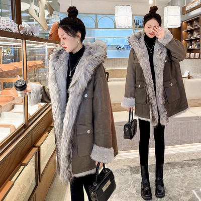 高级感两面穿皮草外套女2025冬季新款加厚真毛獭兔毛皮毛一体大衣