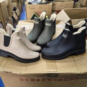 秋冬加绒保暖时尚 雨靴 水鞋 情侣雨鞋 男女橡胶防水低帮轻便花园鞋