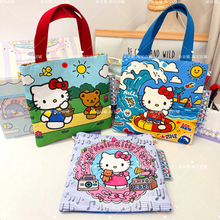 手作kt可爱AB双面小方包小众吐司包手拎包布艺遛弯包手拎包