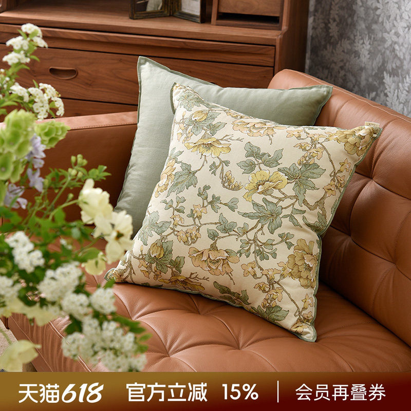 阳春小镇方形抱枕棉麻舒适靠垫轻奢高级感客厅沙发后背靠垫睡觉