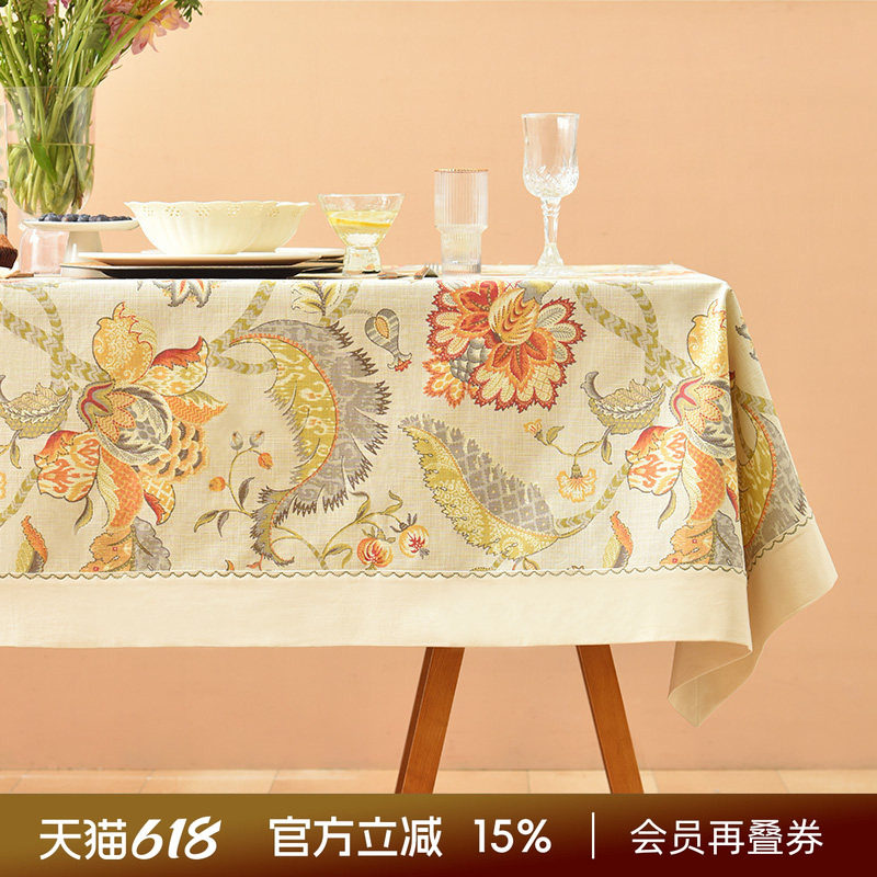 阳春小镇方桌布餐桌台布餐厅轻奢高级感长方形欧式复古氛围感定制