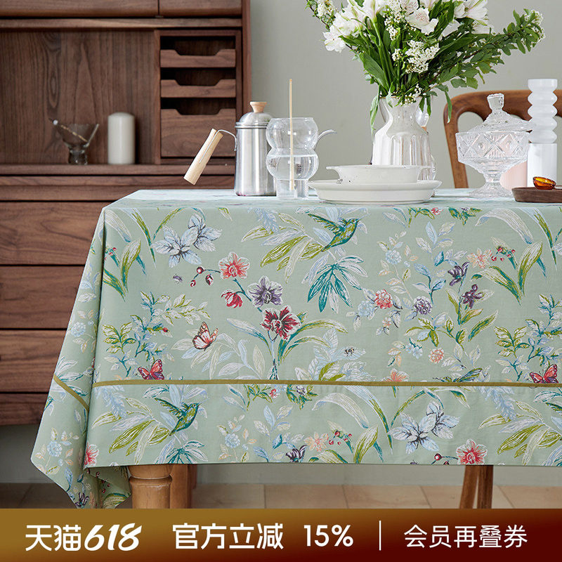 阳春小镇美式田园桌布轻奢布艺圆桌茶几餐桌布长方形高级感台布