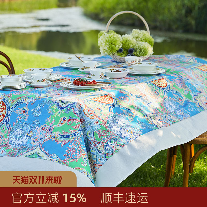 阳春小镇复古桌布田园风餐桌轻奢高级感纯棉长方形茶台布定制布艺