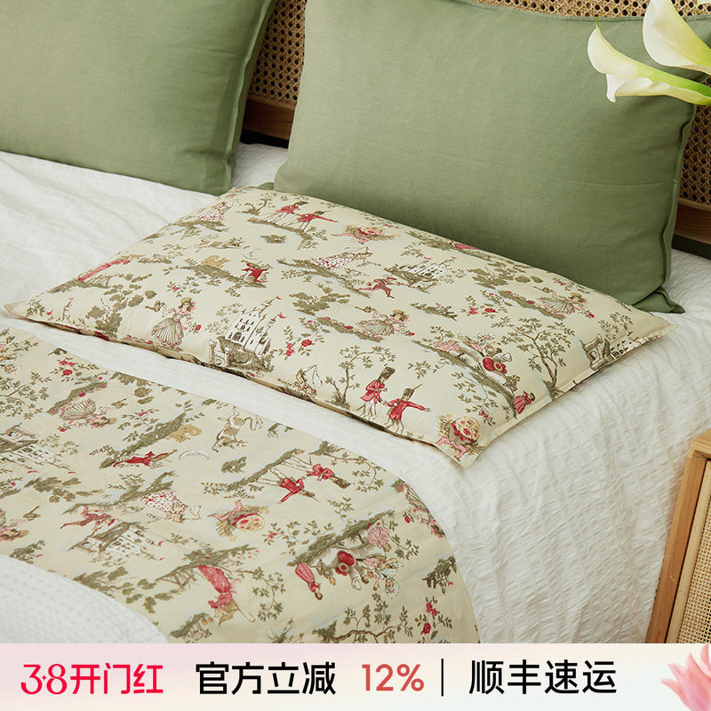 阳春小镇单人荞麦枕头学生成人亚麻枕套颈椎枕头枕芯荞麦壳棉麻