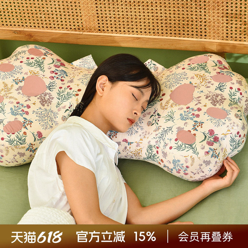 阳春小镇猫爪枕头荞麦壳睡眠高端纯棉睡觉家用中空纤维棉床头靠