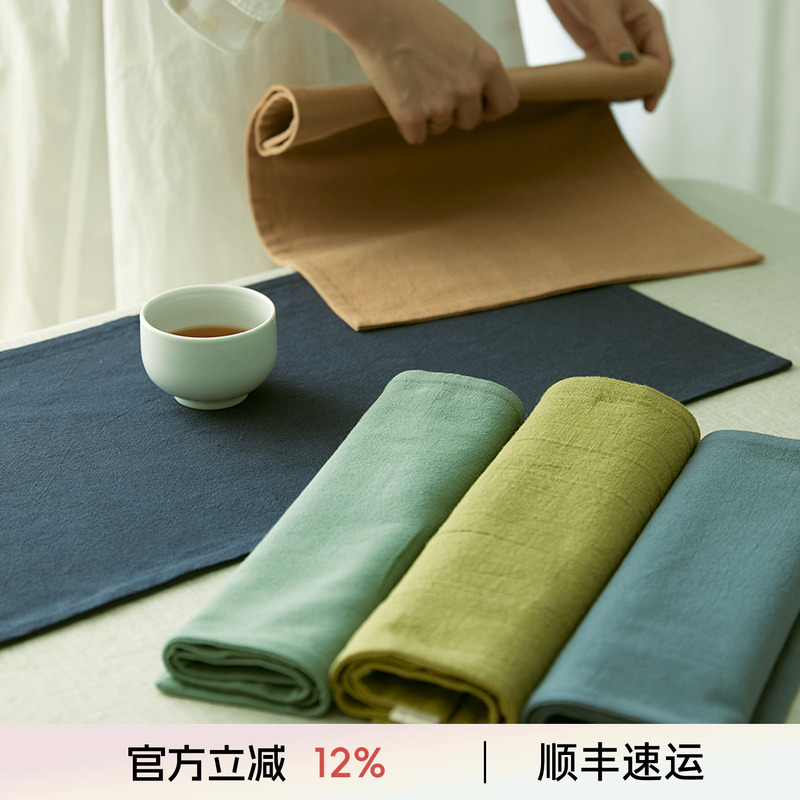 阳春小镇亚麻茶巾吸水垫子养壶