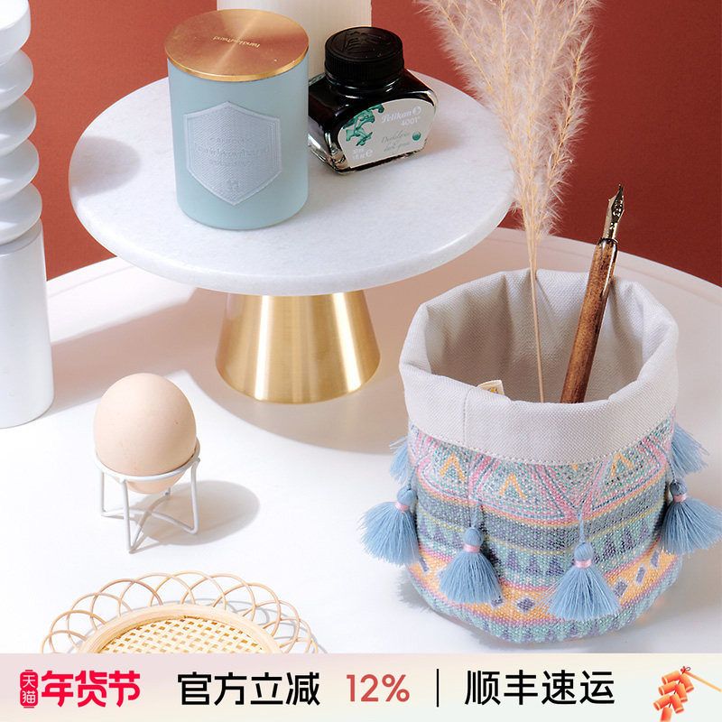 阳春小镇桌面创意收纳盒杂物化妆刷客厅书桌笔筒袋子简约储物筐,居家布艺,收纳盒,淘宝优惠券,粉丝福利购,淘宝优惠卷