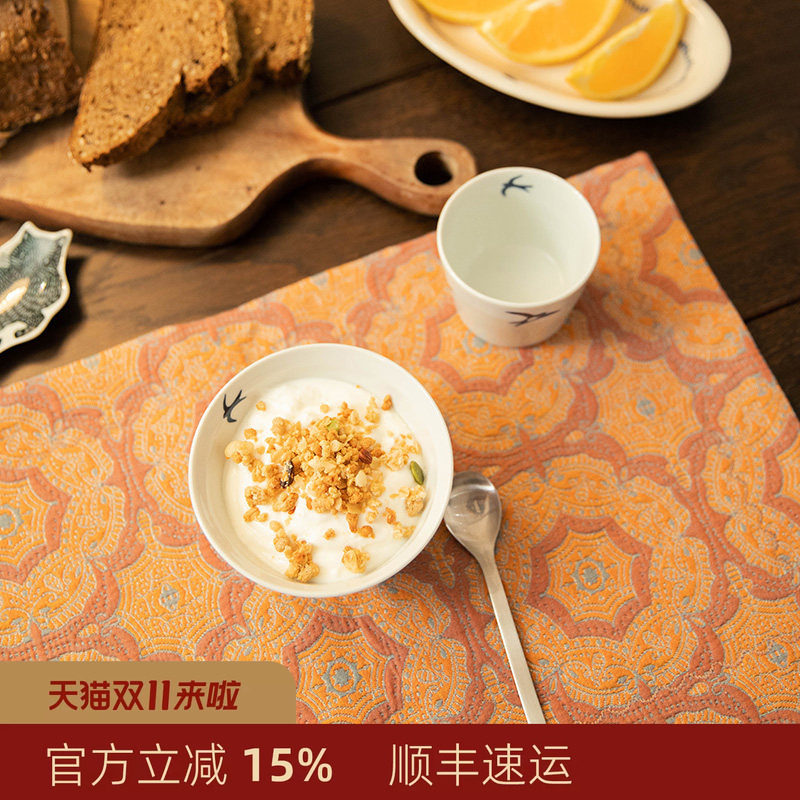 阳春小镇餐垫高级感轻奢桌垫隔热垫西餐午餐布艺吃饭方形法式复古