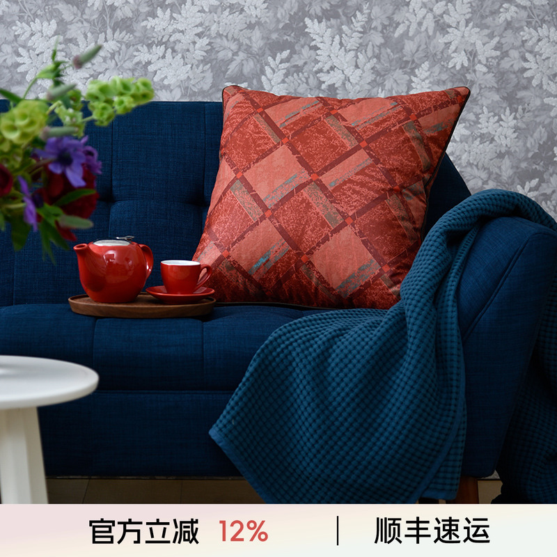 阳春小镇美式田园小碎花护腰靠垫双面棉麻抱枕沙发床头亚麻靠枕