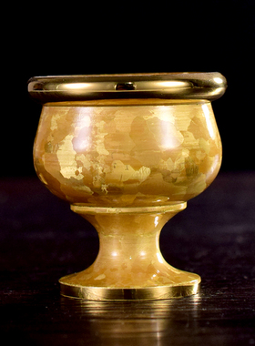 黄铜结晶斑铜高脚供杯家用供佛前供奉财神酒杯茶杯净水杯室内复古