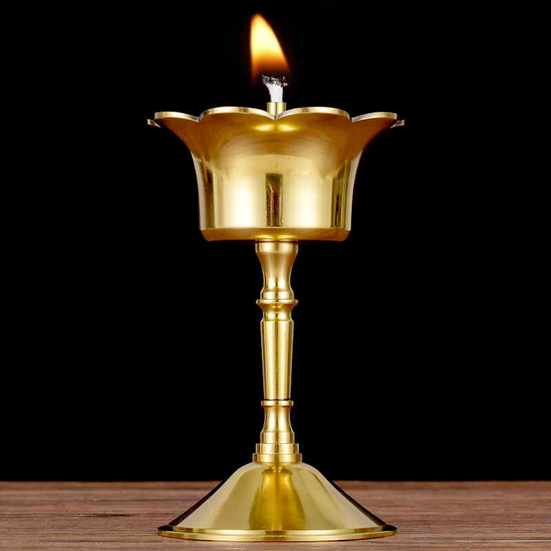 灯盏纯供奉佛前黄铜油灯供佛前观音长明灯铜碗铜杯液体酥油灯供灯
