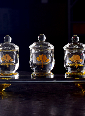 三连套装圣水杯水晶佛杯净水