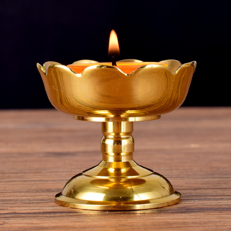 铜烛台家用复古供奉长明酥油灯