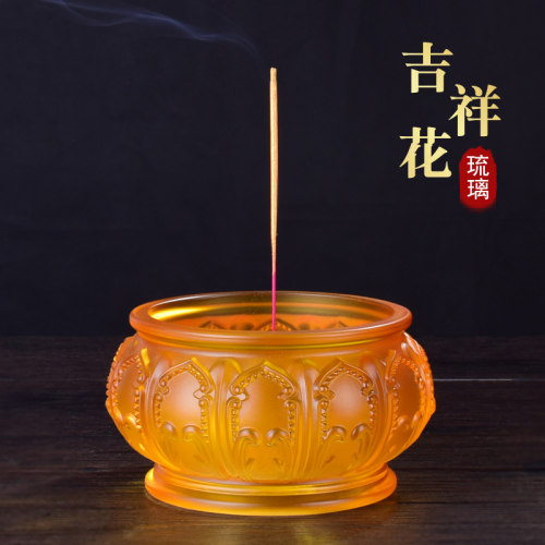 仿琉璃供佛前家用观音莲花香炉