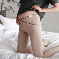 Phụ nữ mang thai V-leg legging chéo mùa xuân phần mỏng Modal cho bà bầu chín quần 2019 mới mặc quần - Phụ nữ mang thai quần / quần bụng đồ bầu cao cấp