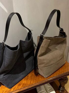 jenni同款做旧面料单肩包托特帆布包超大容量松弛感慵懒