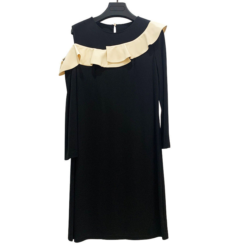 蓝贝紫20-LC635艾薇儿20-AC1635秋季新款露肩连衣裙