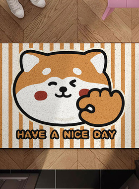 入户门地垫卡通线条狗狗玄关进门脚垫丝圈可裁剪耐磨耐脏地垫地毯