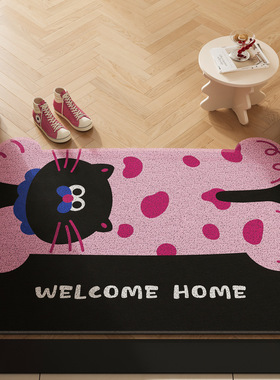 入门可爱丝圈地垫卡通耐脏易打理地毯玄关防滑可裁剪入户门脚垫