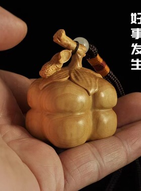 崖柏木雕好事发生柿子花生中式摆件男女一生一世礼物纪念礼品挂件