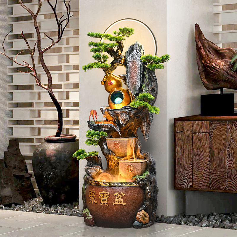 风水循环水流水摆件客厅招财聚宝盆店铺假山落地装饰入户乔迁礼物