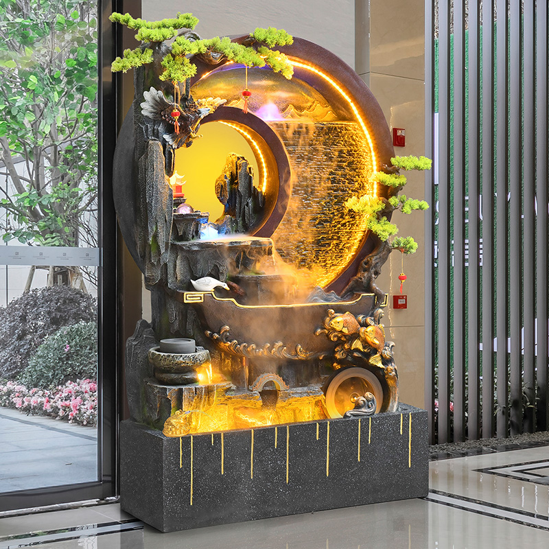 别墅水幕墙流水假山喷泉景观装饰屏风户外庭院循环水鱼池造景摆件