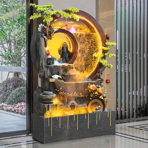 别墅水幕墙流水假山喷泉景观装饰