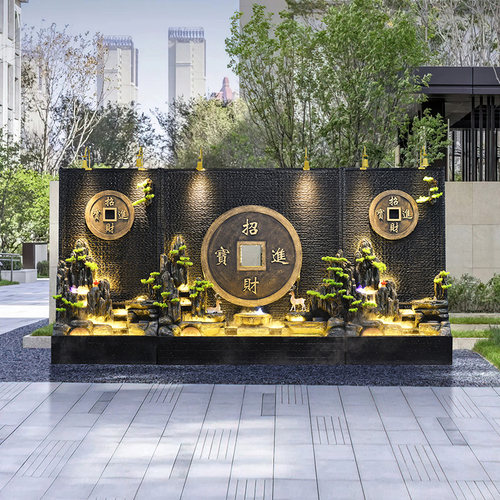 庭院户外落地水幕墙屏风摆件