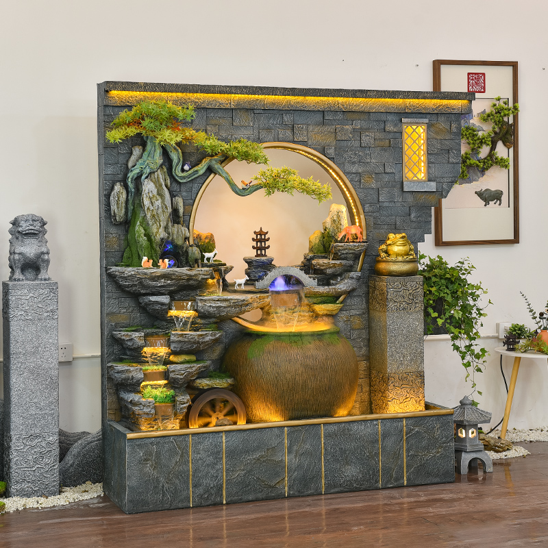 假山流水喷泉落地水幕墙