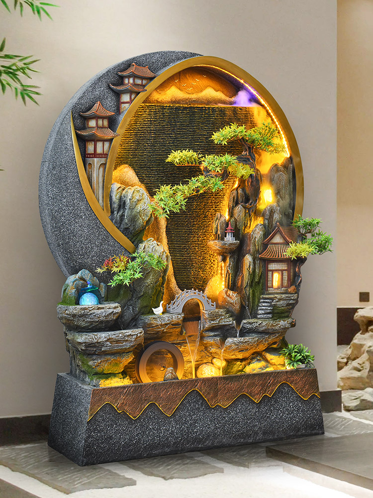 室外庭院水幕墙鱼缸假山流水摆件景观屏风阳台装饰循环水喷泉景观