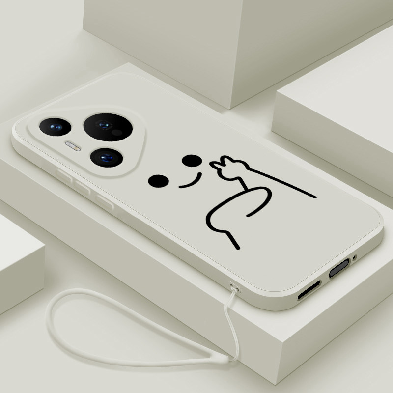 适用华为Pura80手机壳新款pura80pro+液态硅胶软壳pura80ultra镜头全包防摔保护套p8o男女生个性创意卡通比耶