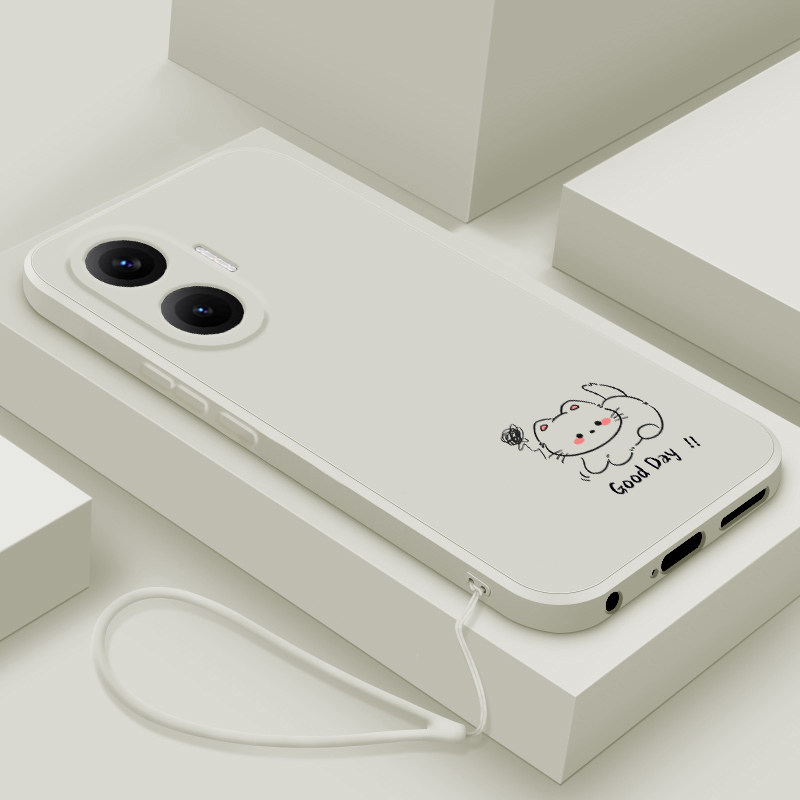 适用红米turbo4pro手机壳新款小米Turbo4液态硅胶保护套turbo3镜头全包防摔软壳redmi男女生卡通简约线条小猫