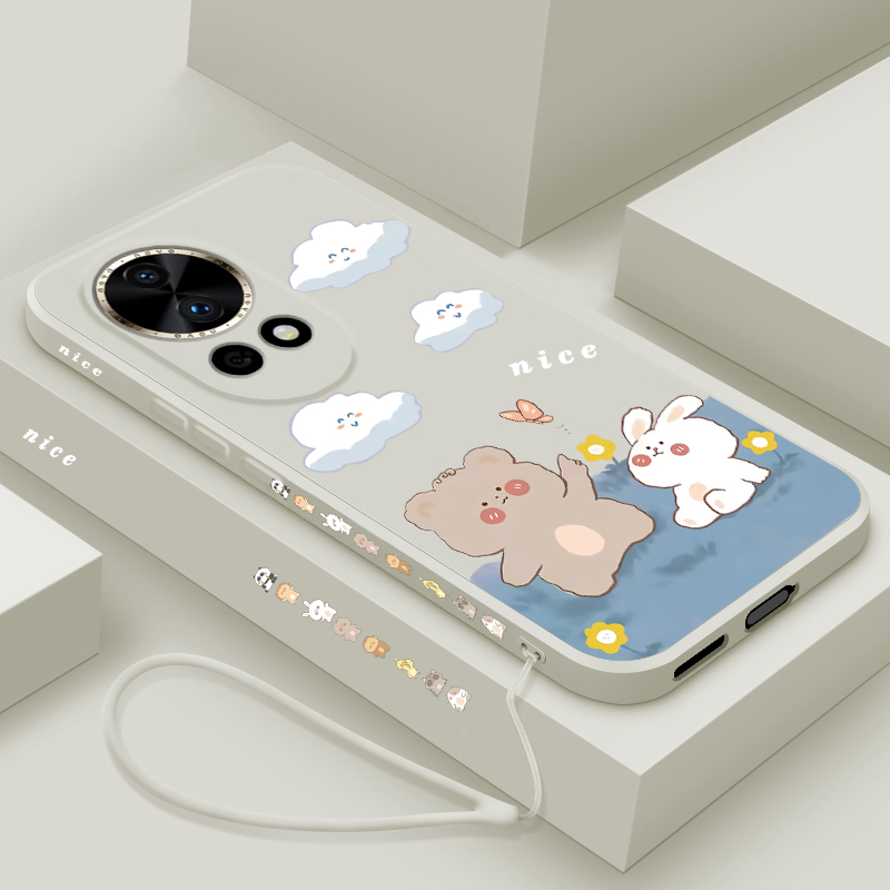 适用华为nova13手机壳新款nova13pro液态硅胶保护套por镜头全包防摔软壳PSD-AL00男女情侣款卡通可爱小熊小兔
