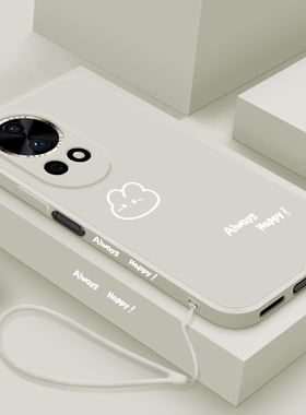 适用华为nova12手机壳新款12pro液态硅胶保护套pr0男女nova12ultra镜头全包防摔软壳12活力版简约外壳开心兔